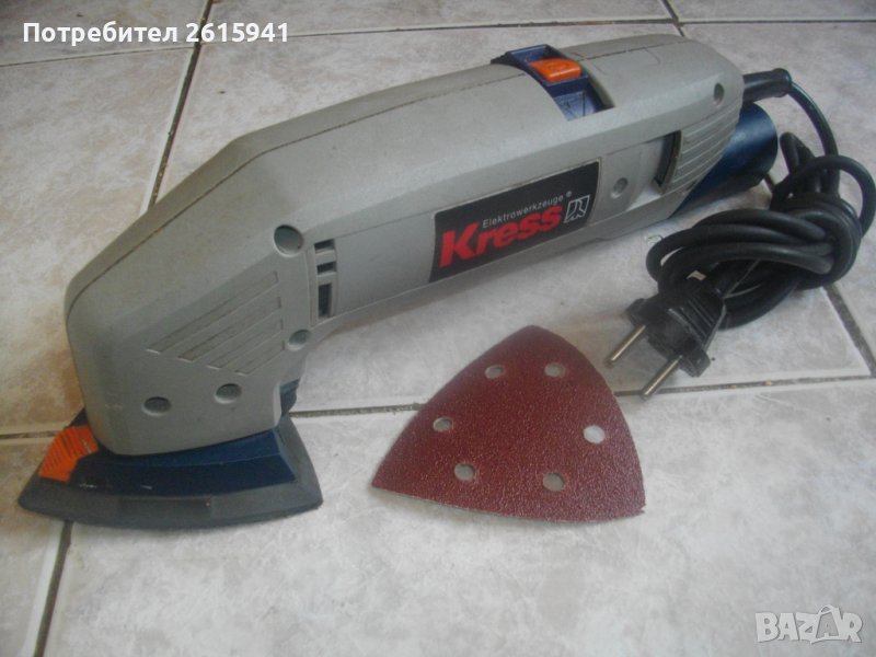 250 Вата-KRESS-Професионален Немски Делта Триъгълен Виброшлайф-Отличен-Ротационен-90х90х90мм, снимка 1