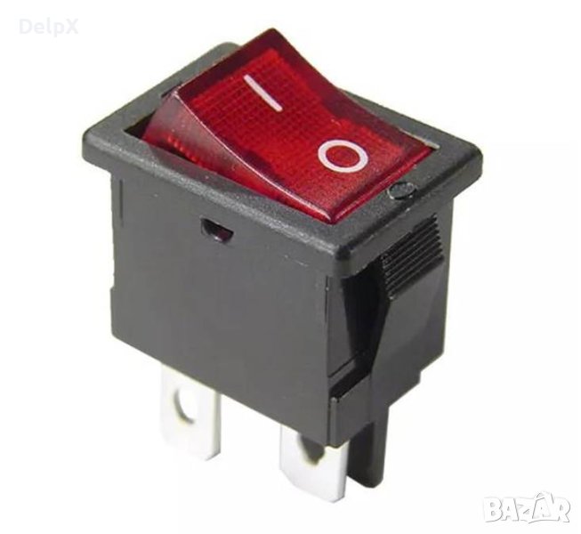 Ключ, 4pin, 2 положения, светещ, червен, 250V, 10A, 19x13mm, снимка 1