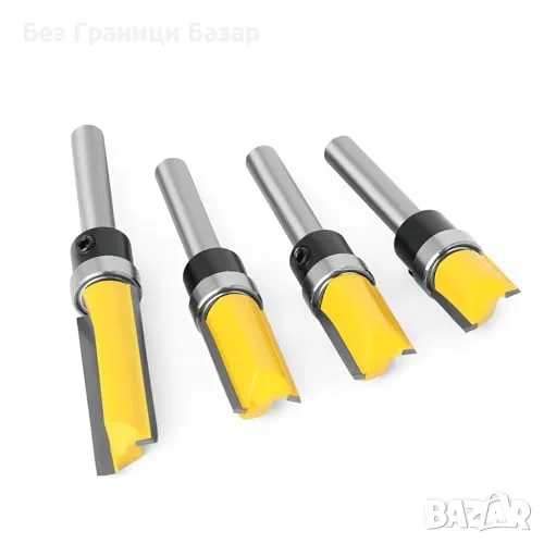 Нов Комплект 4 рутер фрези 1/4 инча - Прецизни рязове за дърводелство, снимка 1