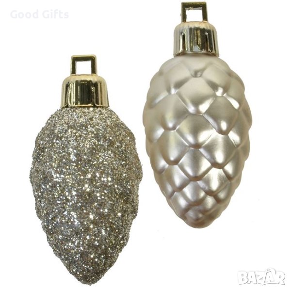 12 броя Комплект Коледни златни шишарки, Висулки за елха, 5см, снимка 1