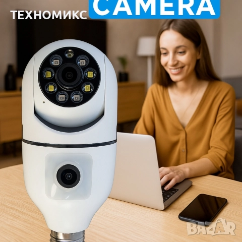 WiFi двойна IP камера – Full HD 1080P, 355° въртене, нощно виждане, снимка 9 - IP камери - 51762756
