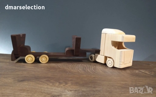 Декоративен дървен камион с ремарке - поставка за бутилка DMAR 319M3, снимка 2 - Колекции - 53294682