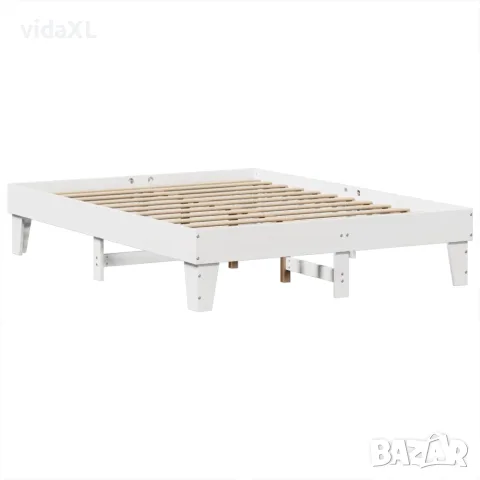 vidaXL Рамка за легло без матрак, бял, 160x200 см, бор масив, снимка 6 - Спални и легла - 56148280