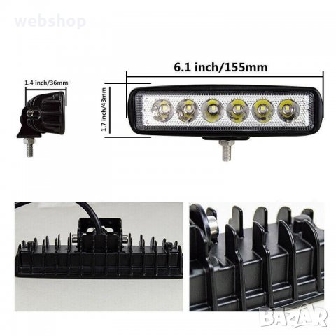 Комплект 2бр LED халогени  18W работни светлини / ЛЕД ЛАМПА LED WORK LIGHT 18W, снимка 3 - Аксесоари и консумативи - 35530786