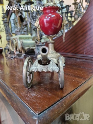 Антикварна бронзова фигура статуетка топ оръдие топче, снимка 3 - Антикварни и старинни предмети - 39431600