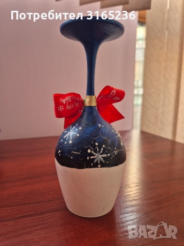 Ръчно нарисуван свещник чаша Лале и Снежко, снимка 5 - Декорация за дома - 52860222