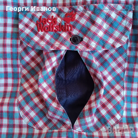 %SALE! КАТО НОВА JACK WOLFSKIN Size M оригинална карирана риза с къс ръкав Джак Улфскин Plaid Shirt, снимка 4 - Ризи - 54350899