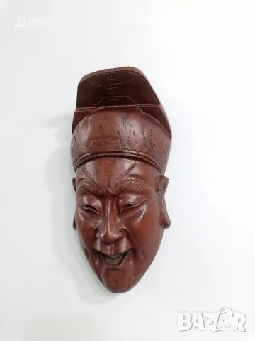 Ръчно резбована азиатска винтидж маска от масивно дърво (30x16 см) , снимка 4 - Декорация за дома - 55930170