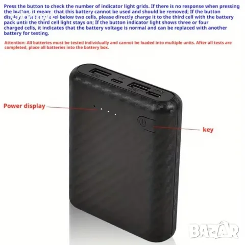 DIY Кутия за Външна Батерия (Power Bank) за 4 броя батерии 18650 – Карбонов дизайн, снимка 3 - Външни батерии - 56020304
