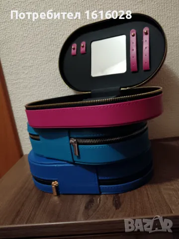 Органайзер за бижута от овална форма от изкуствена кожа с черна кадифена подплата, снимка 2 - Други - 49767777