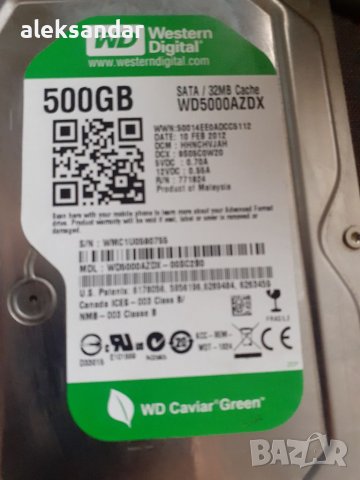 Хард диск WD  GREEN.3.5  500GB., снимка 1 - Твърди дискове - 37197159