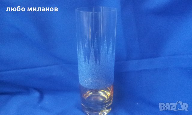 Ретро водни чаши, синя посипка, калиево стъкло – 6 бр, снимка 5 - Антикварни и старинни предмети - 38580581