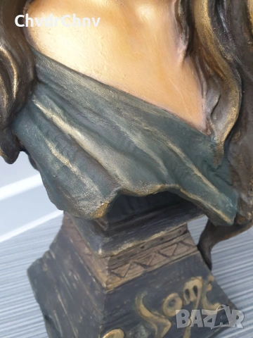 Solome статуя 60см-4кг/Арт Деко стара теракота фигура-бюст на жена, снимка 8 - Статуетки - 53004041