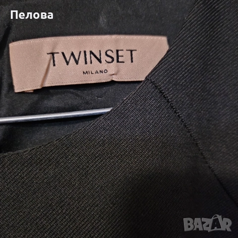 черна рокля с къс ръкав Twin Set Milano , снимка 4 - Рокли - 52434449