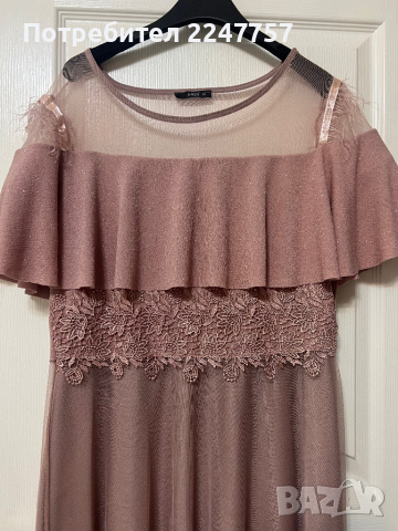 Официална дълга рокля пепел от рози размер L, снимка 3 - Рокли - 44665621