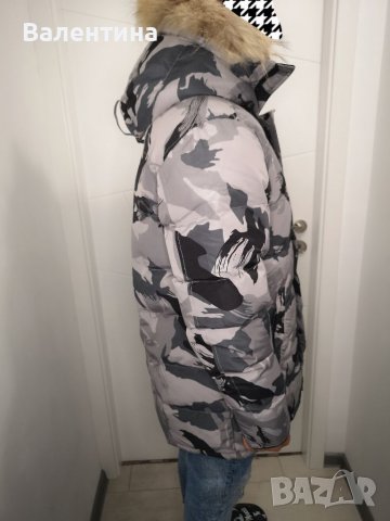 Canada Goose мъжко яке парка/ шуба 3XL, сив камуфлаж, пух, снимка 4 - Якета - 38347580