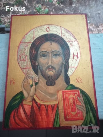 Стара ръчно рисувана икона в отлично състояние Исус Христос, снимка 1 - Колекции - 33854348
