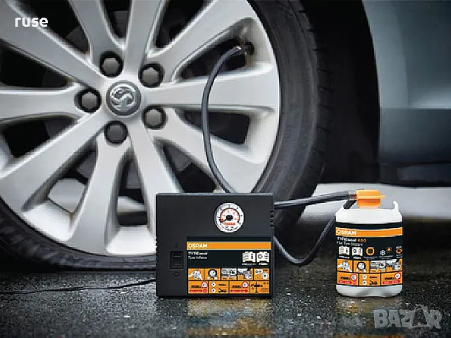 НОВИ! Компресор и TYREseal KIT упътнител за спукани гуми Osram OTSK4, снимка 5 - Компресори - 47268503