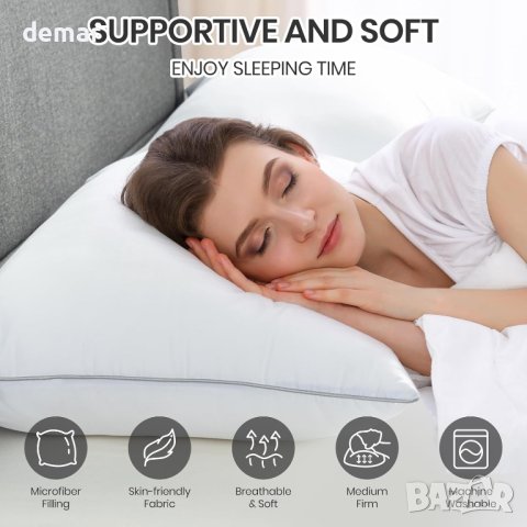 BedStory Pillows 2 бр. хипоалергенни луксозни възглавници за легло (42X70 CM), снимка 8 - Възглавници - 44151556