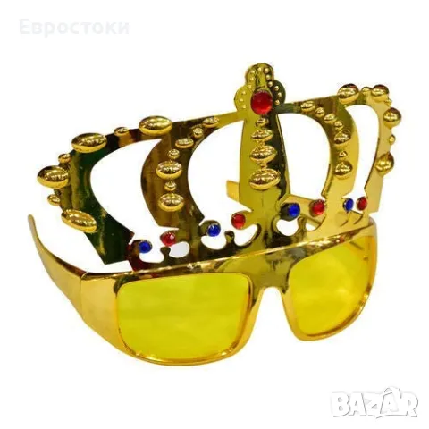 Парти слънчеви очила Dazzle lane Gold King Crown: перфектен стилен аксесоар за парти, за рожден ден , снимка 1 - Слънчеви и диоптрични очила - 47737504