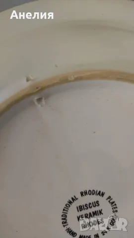 Чиния за стена с хибискус и 24 карата злато , снимка 2 - Декорация за дома - 49443435