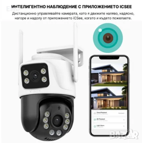 Двойна камера с AI WiFi 6 Mpx iCSee, снимка 14 - IP камери - 48701237