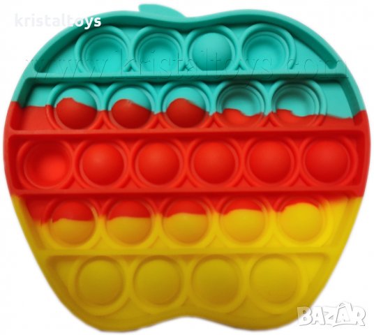 Антистрес детска играчка Фиджет Попит FIDGET POP IT с форма на ябълка, многоцветна, снимка 1