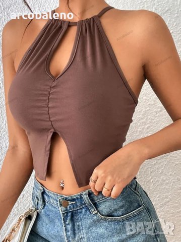 Дамска лятна секси стегната камизолка с деколте 