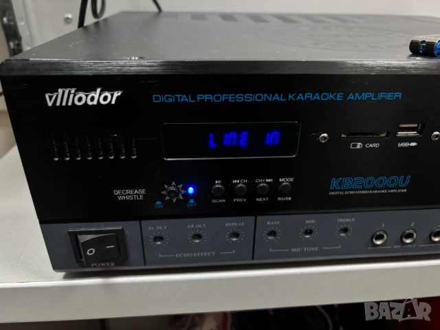 Караоке усилвател VLLIODOR KB-2000U  с вграден Bluetooth, USB, SD CARD, снимка 5 - Ресийвъри, усилватели, смесителни пултове - 53230991