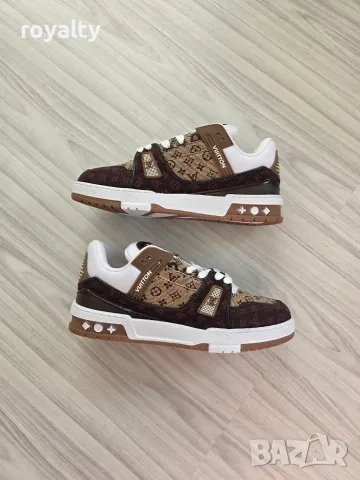 Мъжки Сникърси Louis Vuitton Цвят- Бяло и Кафяво Луи Витон с Кутия , снимка 2 - Маратонки - 56144307