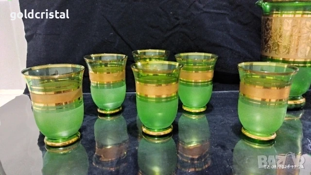 стари стъклени чаши и кана Чехословакия , снимка 8 - Антикварни и старинни предмети - 51374504