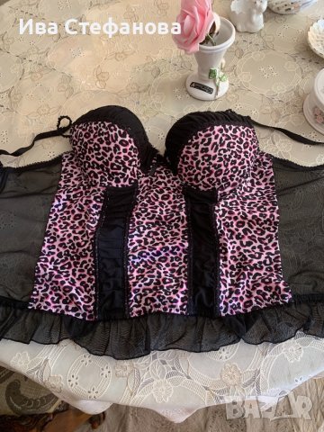 Страхотен еластичен леопардов розов  корсет бюстие 85C , снимка 5 - Корсети, бюстиета, топове - 36998802