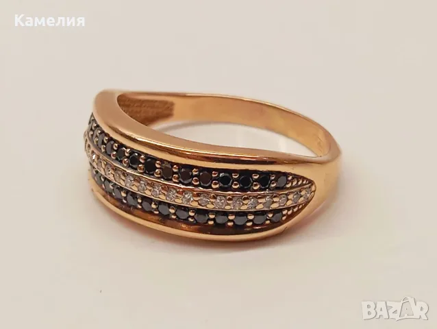 Руско злато. Пръстен с брилианти , снимка 5 - Пръстени - 55797947