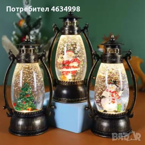 Ретро LED коледен фенер с падащ сняг – магическа светлина и празничен уют, снимка 2 - Декорация за дома - 52233144