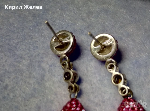 ЕФЕКТНИ ФЕШЪН АРТ СТИЛ СРЕБЪРНИ ОБЕЦИ СРЕБРО 925 с БЯЛА ПОЗЛАТА РОЗОВ ЕМАЙЛ и ИСКРЯЩИ КРИСТАЛИ 47935, снимка 11 - Обеци - 50542174