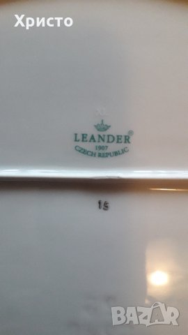 плато за сервиране Чешки порцелан антикварен и платина, от завода LEANDER от 1907 година, снимка 5 - Чинии - 34960838