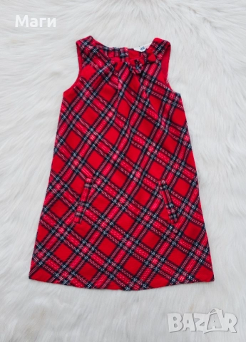 Детска карирана рокля H&M 7-8 години, снимка 4 - Детски рокли и поли - 48105976