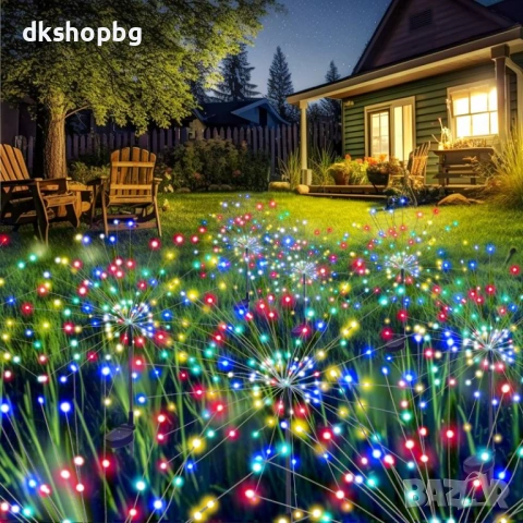 4470 Декоративна соларна лампа „Фойерверки“ (150/200 LED) – Водоустойчива, снимка 2 - Соларни лампи - 54066262