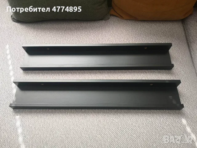 3 нови черни стенни рафта – 100 см + 2 х 60 см, снимка 2 - Етажерки - 55872912