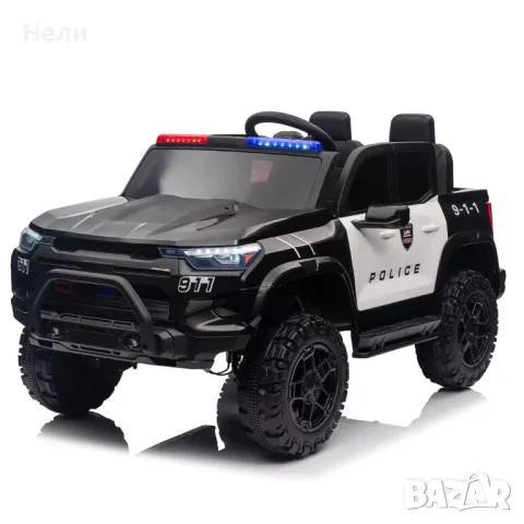 Двуместен акумулаторен джип POLICE 4X4 24V MP3 меки гуми,Кожена седалк, снимка 2 - Детски велосипеди, триколки и коли - 48292075