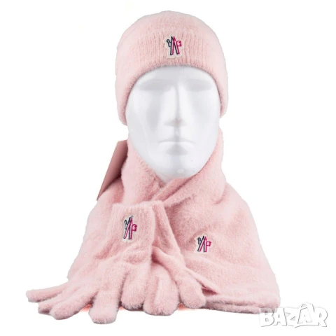 пухена шапка, шал и ръкавици Moncler 