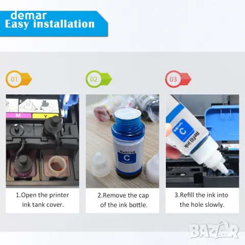 104, 5 броя бутилки с мастило за принтери Epson, серия EcoTank, снимка 5 - Консумативи за принтери - 50032103