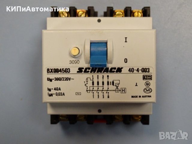 дефектнотокова защита SCHRACK 40-4-003 residual current circuit breaker 40A, 30mA, снимка 4 - Резервни части за машини - 37238865