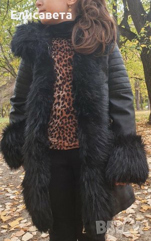 Детско кожено яке с пух за 6-7 год., снимка 2 - Детски якета и елеци - 31022298