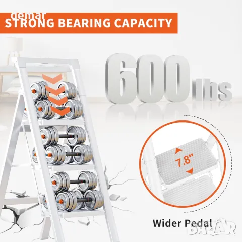 Преносима 3-степенна сгъваема стълба от подсилена въглеродна стомана JOISCOPE, 22 см между съпалата, снимка 3 - Други стоки за дома - 48489675