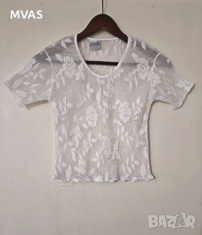 Нова дамски къс прозрачен бял топ S размер
