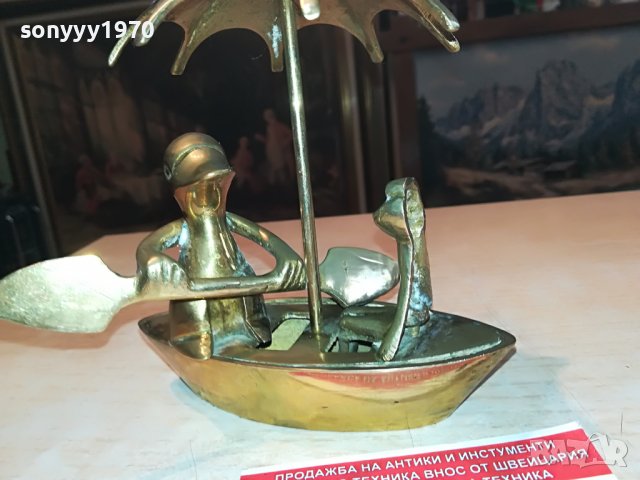 мед/месинг лодка с пате и жабок-внос англия 0905221417, снимка 4 - Антикварни и старинни предмети - 36703095