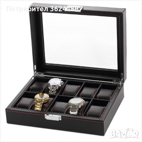 2167 Кутия от карбон за съхранение на часовници, снимка 2 - Подаръци за мъже - 37448904