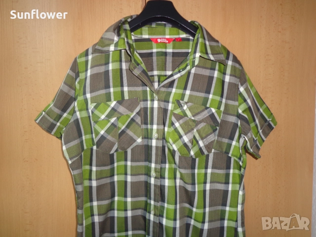 Дамска карирана зелена риза с къс ръкав Fjall Raven размер М , снимка 6 - Ризи - 51735179
