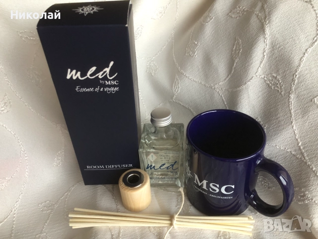 Луксозен ароматен дифузер / ароматизатор за стая MED MSC Essence of Voyage 100 ml + подарък чаша MSC, снимка 4 - Ароматизатори - 52029860